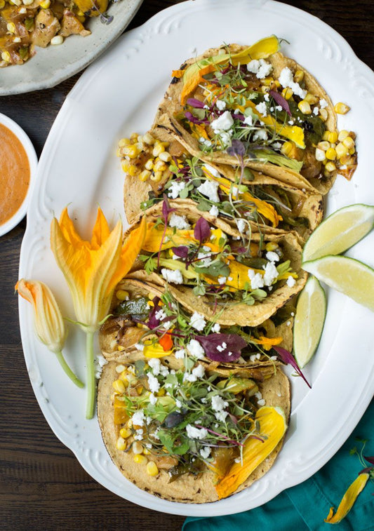 Squash Blossom Tacos - Vegan option available